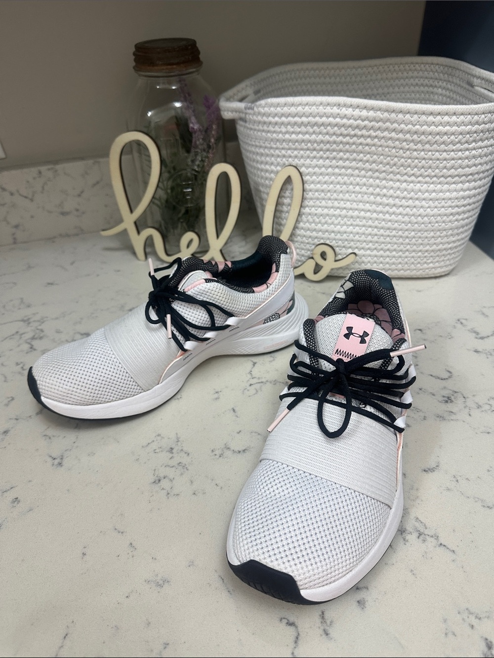 Under Armour White Athletic Sneakers with Pink Accents 8.5 - Picture 3 of 4